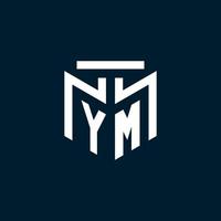 YM monogram initial logo with abstract geometric style design vector