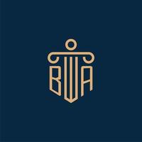 ba inicial para logotipo de bufete de abogados, logotipo de abogado con pilar vector