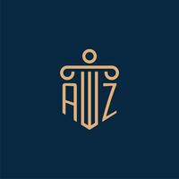 AZ initial for law firm logo, lawyer logo with pillar vector