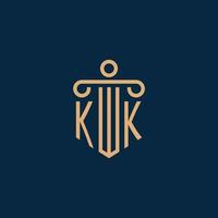 kk inicial para el logotipo del bufete de abogados, logotipo de abogado con pilar vector