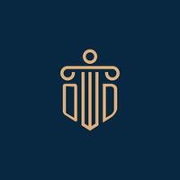 OD initial for law firm logo, lawyer logo with pillar vector
