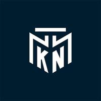 KN monogram initial logo with abstract geometric style design vector