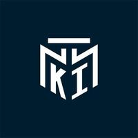 KI monogram initial logo with abstract geometric style design vector