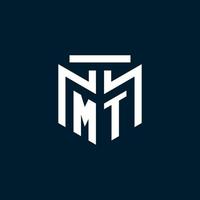 MT monogram initial logo with abstract geometric style design vector