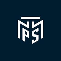 PS monogram initial logo with abstract geometric style design vector