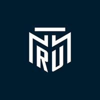 RU monogram initial logo with abstract geometric style design vector