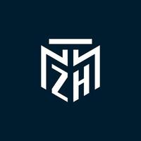 logotipo inicial del monograma zh con diseño de estilo geométrico abstracto vector