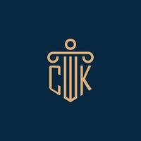 ck inicial para el logotipo del bufete de abogados, logotipo de abogado con pilar vector