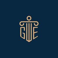 GE initial for law firm logo, lawyer logo with pillar vector