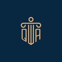 inicial qa para el logotipo del bufete de abogados, logotipo de abogado con pilar vector