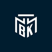 BK monogram initial logo with abstract geometric style design vector