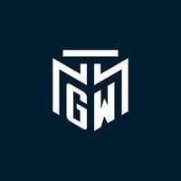 GW monogram initial logo with abstract geometric style design vector