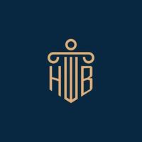 HB initial for law firm logo, lawyer logo with pillar vector