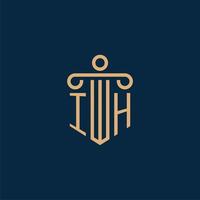 IH initial for law firm logo, lawyer logo with pillar vector