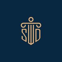 SD initial for law firm logo, lawyer logo with pillar vector