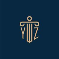 YZ initial for law firm logo, lawyer logo with pillar vector