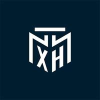 XH monogram initial logo with abstract geometric style design vector