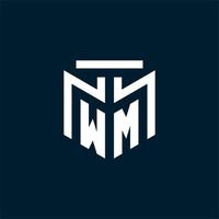 WM monogram initial logo with abstract geometric style design vector