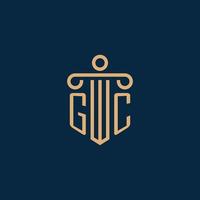 inicial de gc para el logotipo del bufete de abogados, logotipo de abogado con pilar vector