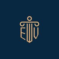 EV initial for law firm logo, lawyer logo with pillar vector