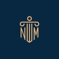 NM initial for law firm logo, lawyer logo with pillar vector