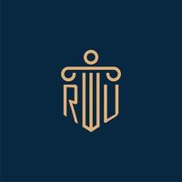 ru inicial para logotipo de bufete de abogados, logotipo de abogado con pilar vector