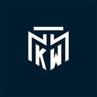 KW monogram initial logo with abstract geometric style design vector