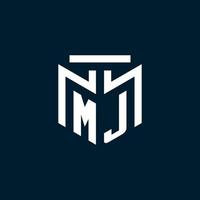 MJ monogram initial logo with abstract geometric style design vector