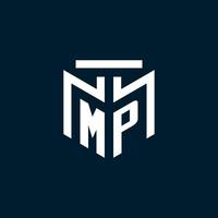 MP monogram initial logo with abstract geometric style design vector