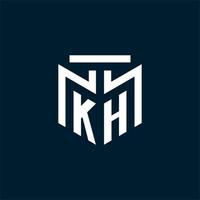 KH monogram initial logo with abstract geometric style design vector