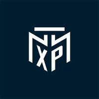 XP monogram initial logo with abstract geometric style design vector