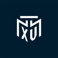XV monogram initial logo with abstract geometric style design vector