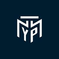 YP monogram initial logo with abstract geometric style design vector