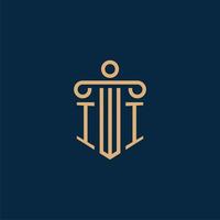 II initial for law firm logo, lawyer logo with pillar vector