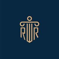 rr inicial para el logotipo del bufete de abogados, logotipo de abogado con pilar vector