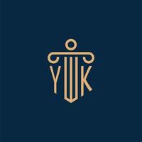 YK initial for law firm logo, lawyer logo with pillar vector