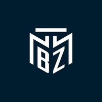 BZ monogram initial logo with abstract geometric style design vector