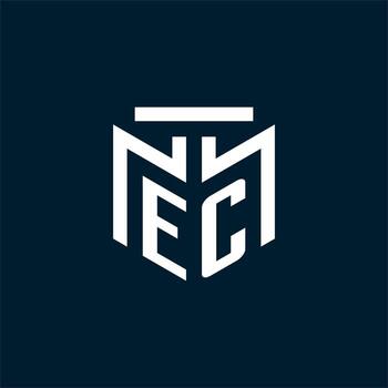EC monogram initial logo with abstract geometric style design vector