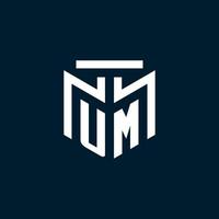 UM monogram initial logo with abstract geometric style design vector