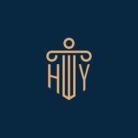 HY initial for law firm logo, lawyer logo with pillar vector