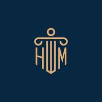 HM initial for law firm logo, lawyer logo with pillar vector