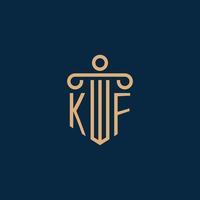 kf inicial para el logotipo del bufete de abogados, logotipo de abogado con pilar vector