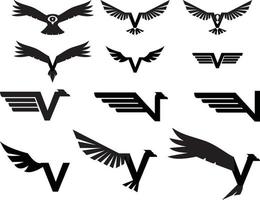conjunto de logotipos de aviación - vuelo v vector