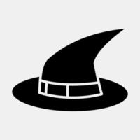 icono sombrero de bruja.icono en estilo glifo. adecuado para impresiones, afiches, volantes, decoración de fiestas, tarjetas de felicitación, etc. vector