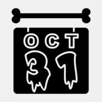 icon halloween calendar.icon en estilo glifo. adecuado para impresiones, afiches, volantes, decoración de fiestas, tarjetas de felicitación, etc. vector