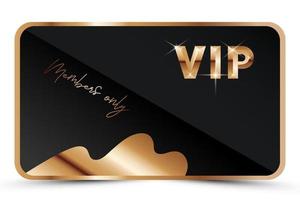 plantilla de tarjeta vip elegante negra. tarjeta de visita moderna solo para miembros con texto dorado en 3d, corona. invitación abstracta de lujo. ilustración vectorial para lealtad, tarjeta de bonificación, certificado de regalo vector