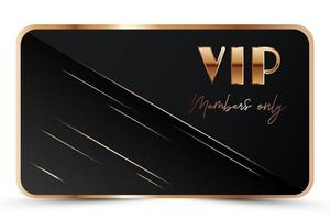 plantilla de tarjeta vip elegante negra. tarjeta de visita moderna solo para miembros con texto dorado en 3d, corona. invitación abstracta de lujo. ilustración vectorial para lealtad, tarjeta de bonificación, certificado de regalo vector