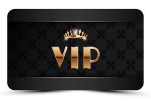 plantilla de tarjeta vip elegante negra. tarjeta de visita moderna solo para miembros con texto dorado en 3d, corona. invitación abstracta de lujo. ilustración vectorial para lealtad, tarjeta de bonificación, certificado de regalo vector