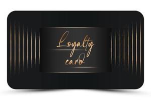 Modern loyalty card template. Elegant Black business card with golden 3d text, lines. Luxury design. Vector illustration for vip, bonus card, gift certificate, invitation