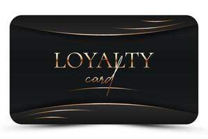 Modern loyalty card template. Elegant Black business card with golden 3d text, lines. Luxury design. Vector illustration for vip, bonus card, gift certificate, invitation